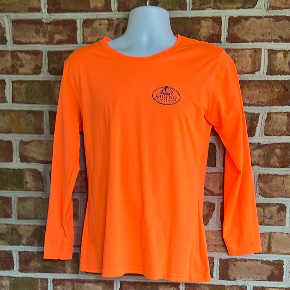 Syntrel Sailfish Marina Resort Orange Long Sleeve Tee w/ Crew Neck Relaxed Fit L